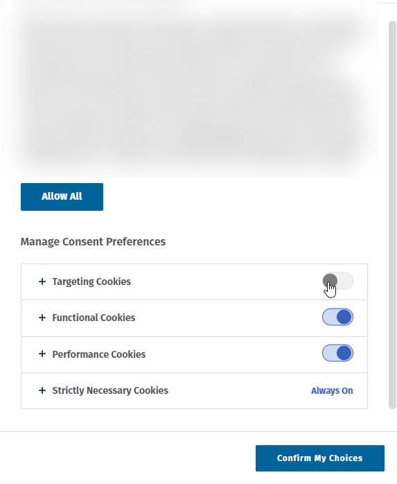 OneTrust Cookie Options